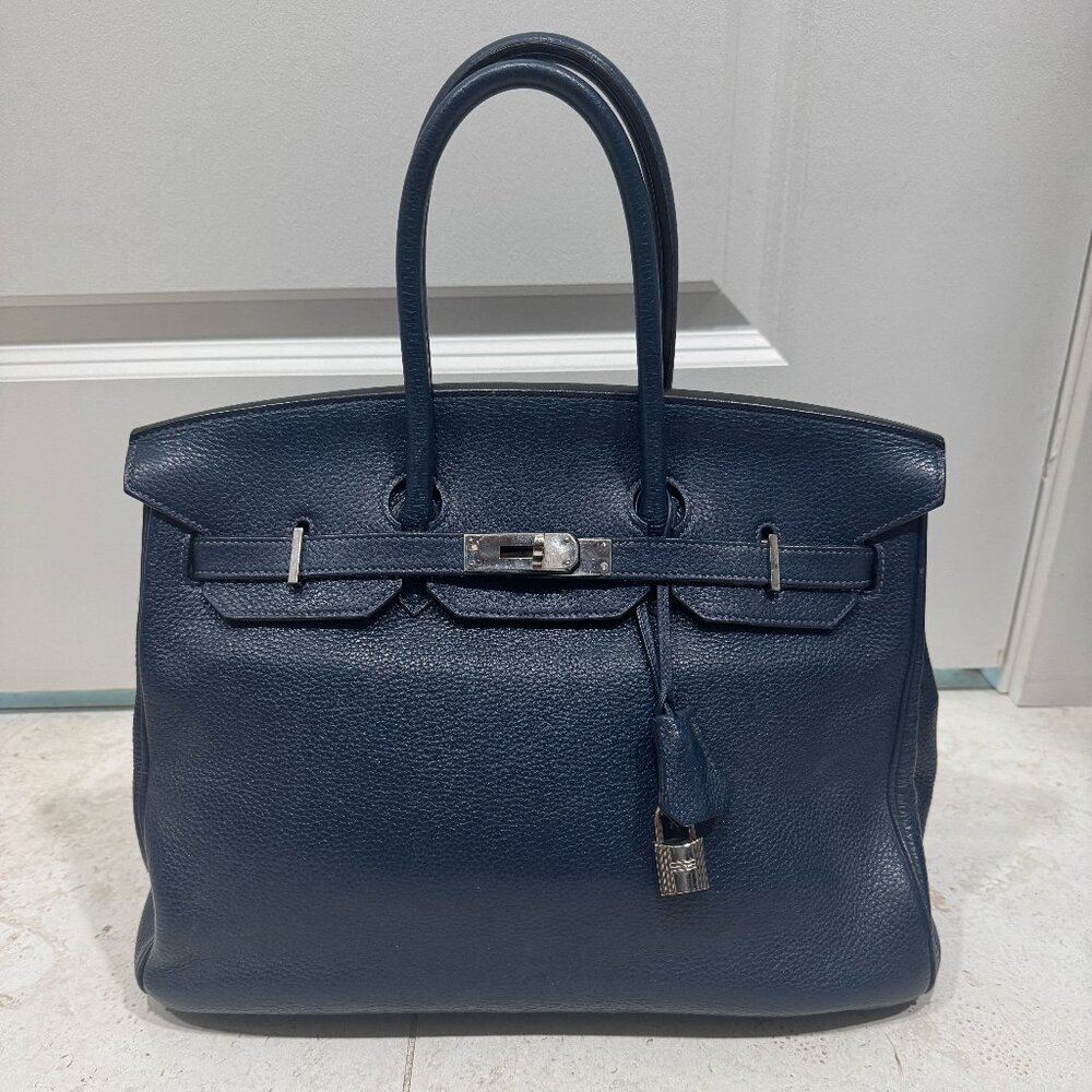 Authentic Hermes Blue Birkin Bag 35